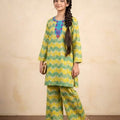Front Embroidery Lemon Yellow 2 Pcs Suit Girls ( R-3 )