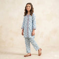 Front Embroidery Blue Cherry 2Pcs Suit Girls ( R-340 )