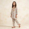 Front Embroidery Multi Print White 2Pcs Suit Girls ( R-340 )