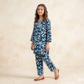 Front Embroidery Dark Blue Floral 2Pcs Suit Girl (R-303)
