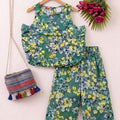 Yellow Grey Flower Sleeveless Green Pair Girls (R-137)