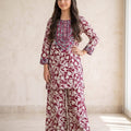 Front Embroidery White Tulip Pink 2Pcs Suit Girls (R-340)
