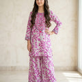 Front Embroidery Leaves Gray 2Pcs Suit Girls (R-58,513)