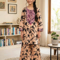Front Embroidery Black Flower Skin 2Pcs Suit Girls (R-340 ,394)
