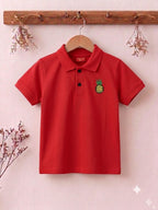 Pineapple Logo Red Collar Polo Boy