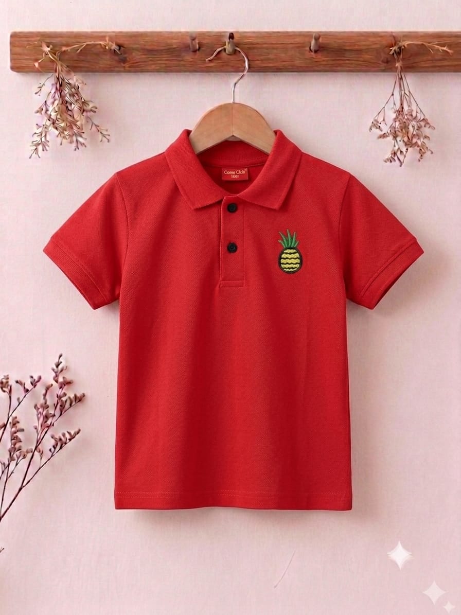 Pineapple Logo Red Collar Polo Boy