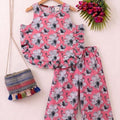Grey Flower Sleeveless Pink Pair Girls ( R-533 )