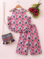 Grey Flower Sleeveless Pink Pair Girls ( R-533 )