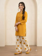 Simple Mustard With Farshi Shalwar 2 Pcs Suit Girls ( R-106 )