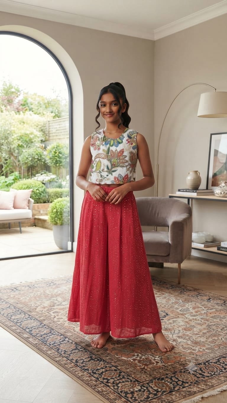 Fancy Red Lehnga Suit – Girls
