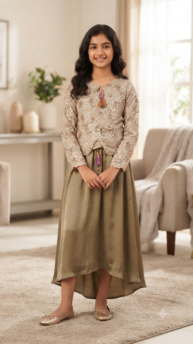 Fancy Brown Lehnga Suit – Girls