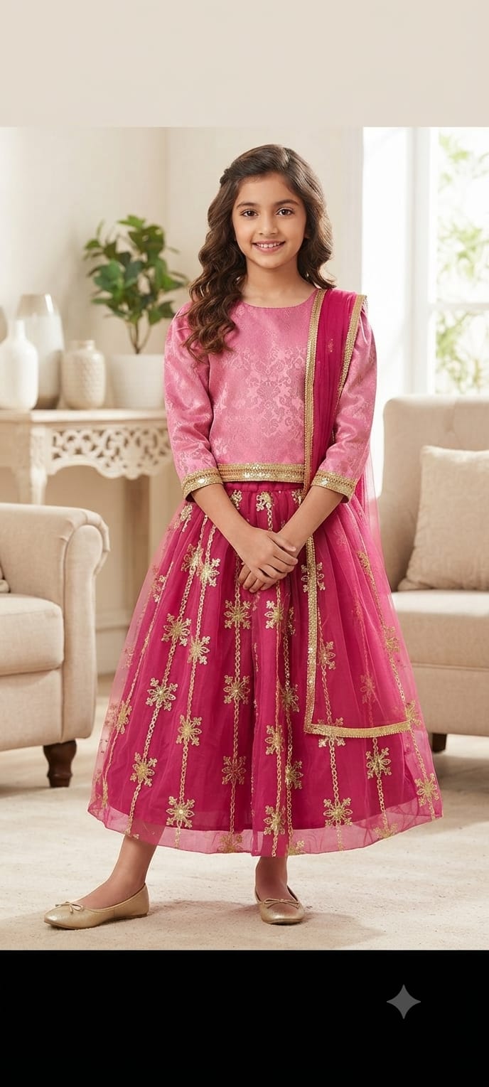 Fancy Baby Pink Lehnga Suit – Girls
