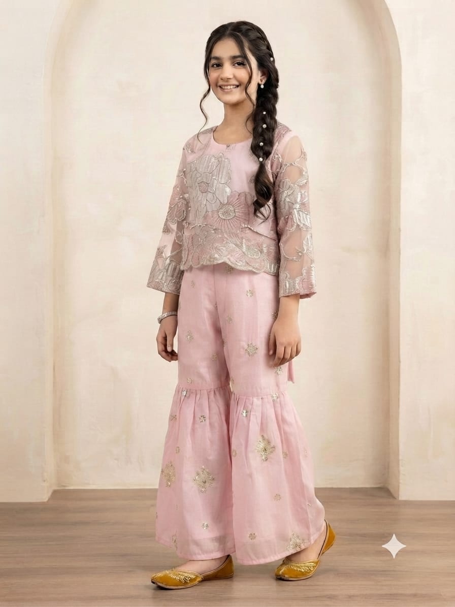 Fancy Baby Pink Gharara Suit – Girls