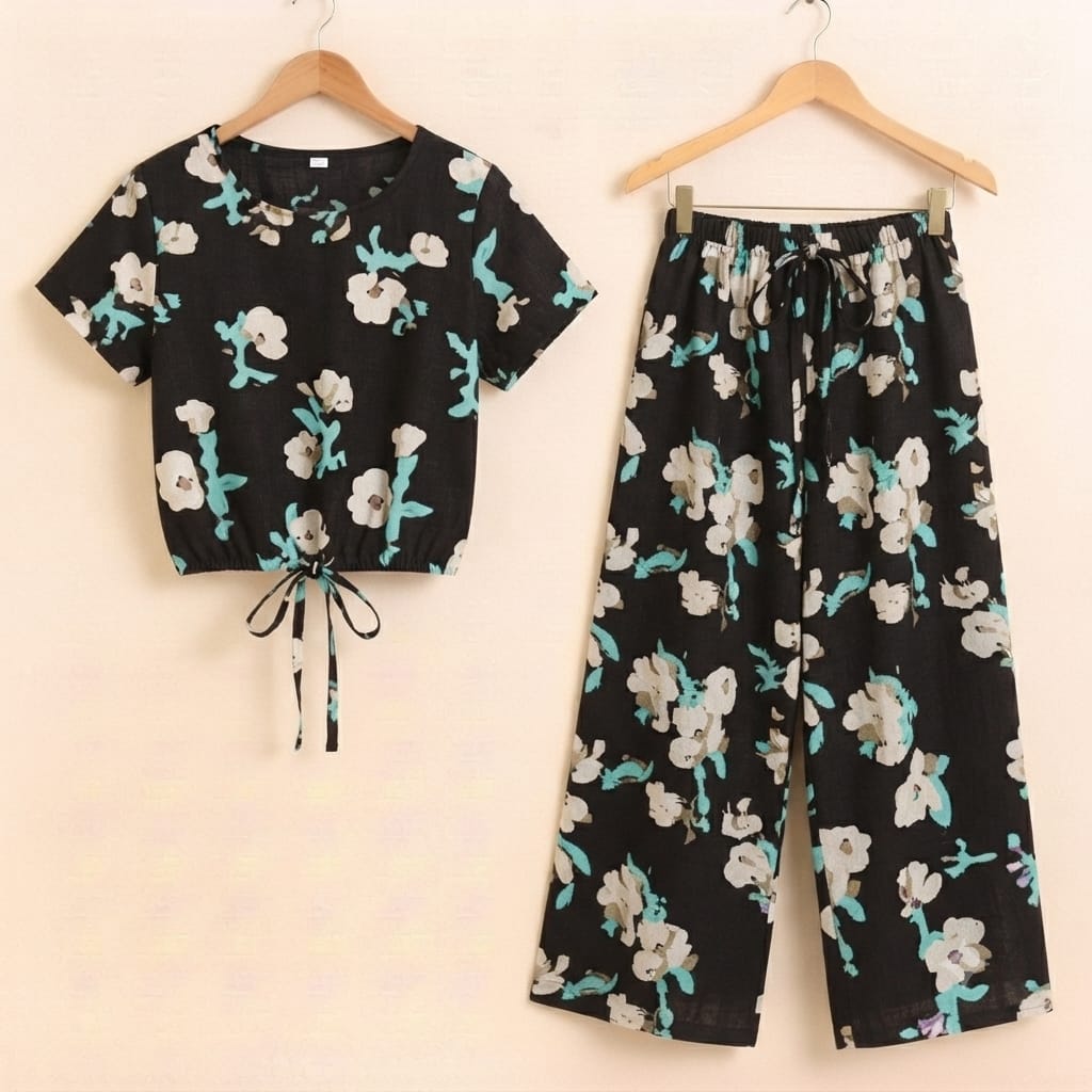 White Blossom Flower Half Sleeve Black Skate Fish Girls