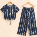 Bow Print Half Sleeve Navy Skate Fish Girls ( R-508 )