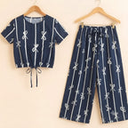 Bow Print Half Sleeve Navy Skate Fish Girls