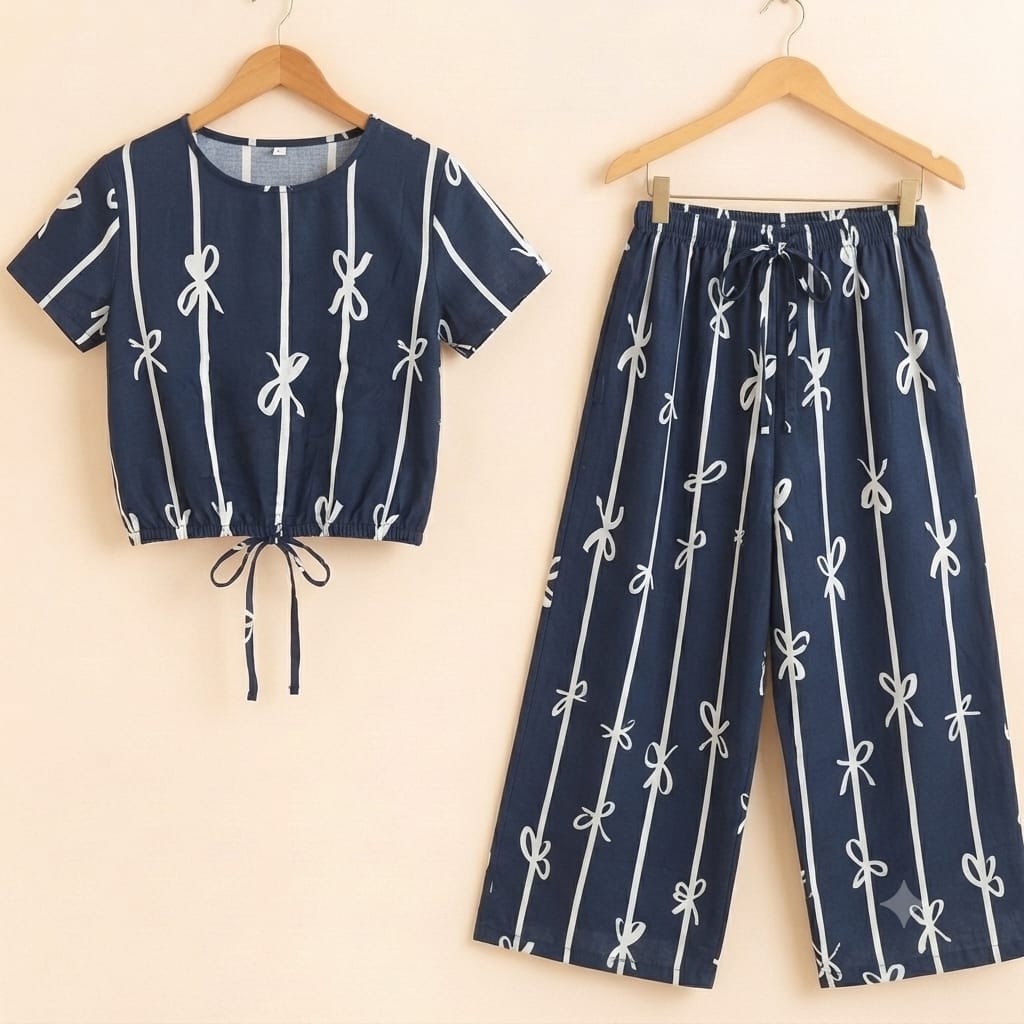 Bow Print Half Sleeve Navy Skate Fish Girls