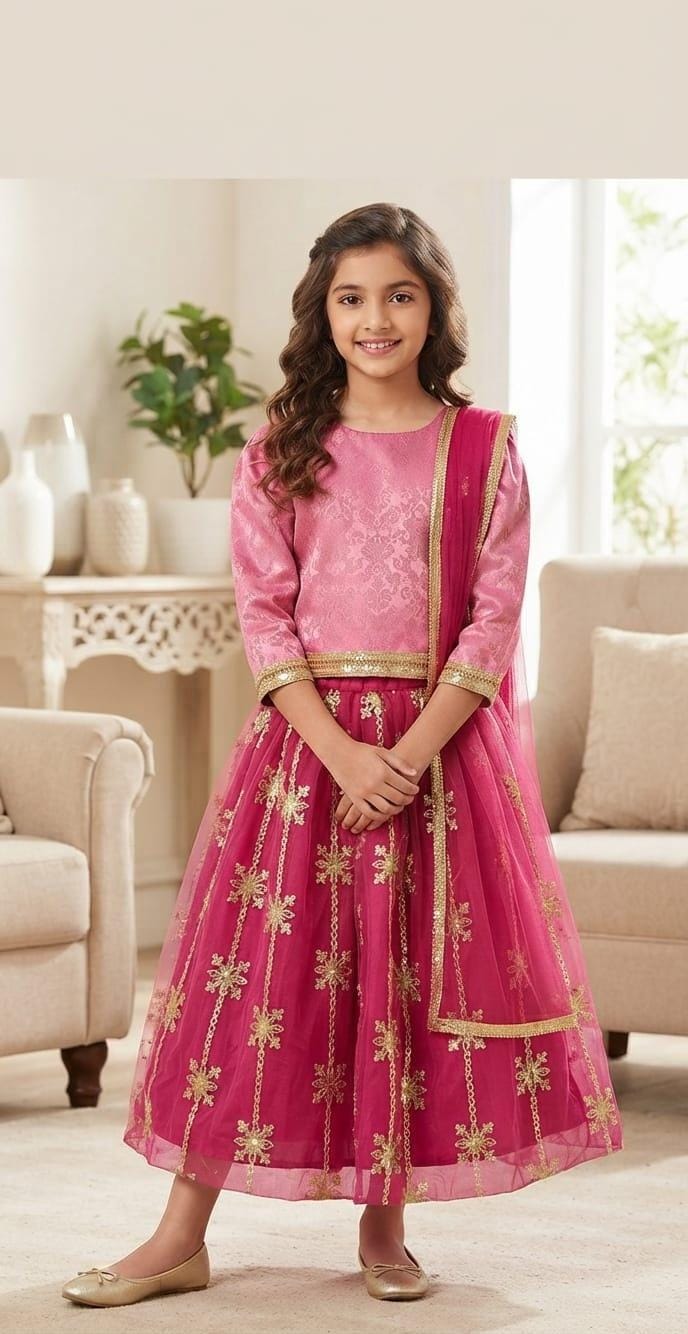 Fancy Baby Pink Lehnga Suit – Girls