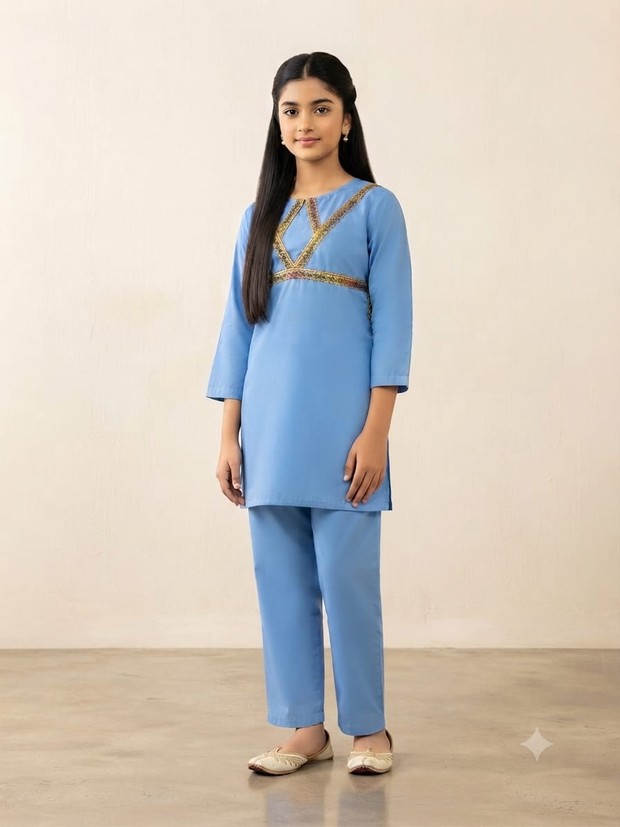 Front Lase Sky Suit-Girls