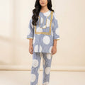 White Circle Print Grey Suit-Girls