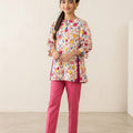 Red & Yellow Flowers Print Skin Top-Girls(R-402)