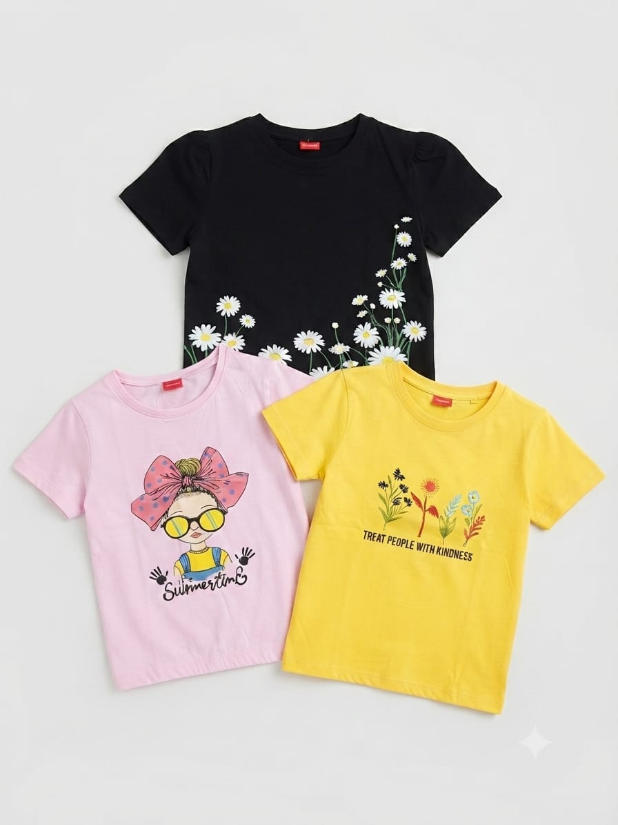 ( Short-Length ) Girls' 3 Random T-Shirts