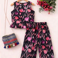 Pink Leaves Sleeveless Purple Pairs Girls