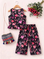 Pink Leaves Sleeveless Purple Pairs Girls