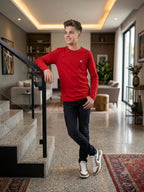 Back Bencher Logo Full Sleeve Red T-Shirt Boys