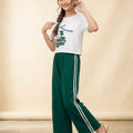Down Shoulder White Baggy Trouser Shirt Girls
