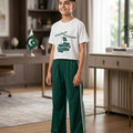 Down Shoulder White Baggy Trouser Shirt Boys