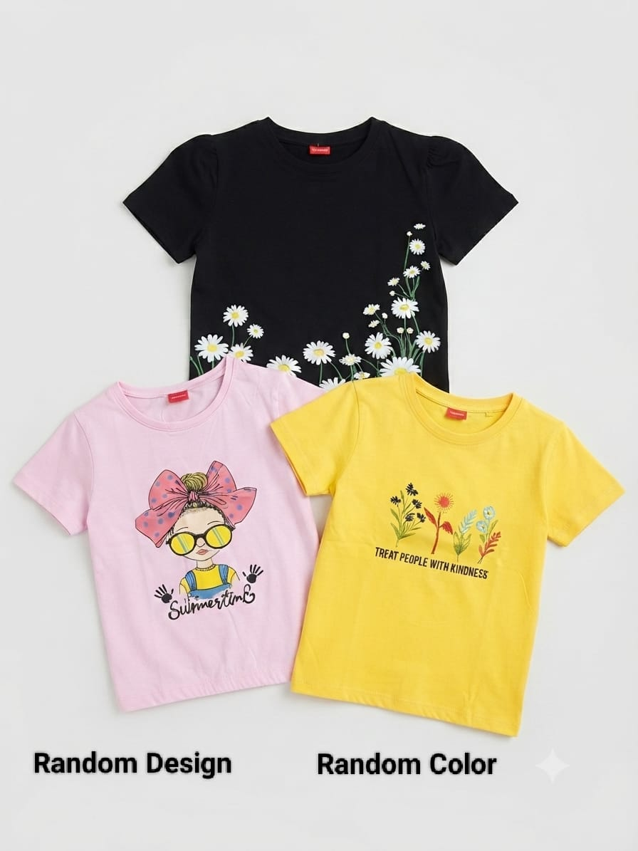 ( Short-Length ) Girls' 3 Random T-Shirts