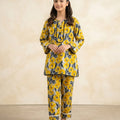 Yellow Flower Grey 2Pcs Suit-Girls ( R-129 )