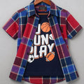 Go Run Play Navy Inner Maroon Double Casual Shirt Boys ( R-451  N )