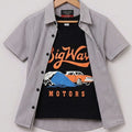 Big Way Motor Black Inner Whtite Check Double Casual Shirt Boys(R-293N)