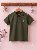 Pineapple Logo Olive Collar Polo Boys