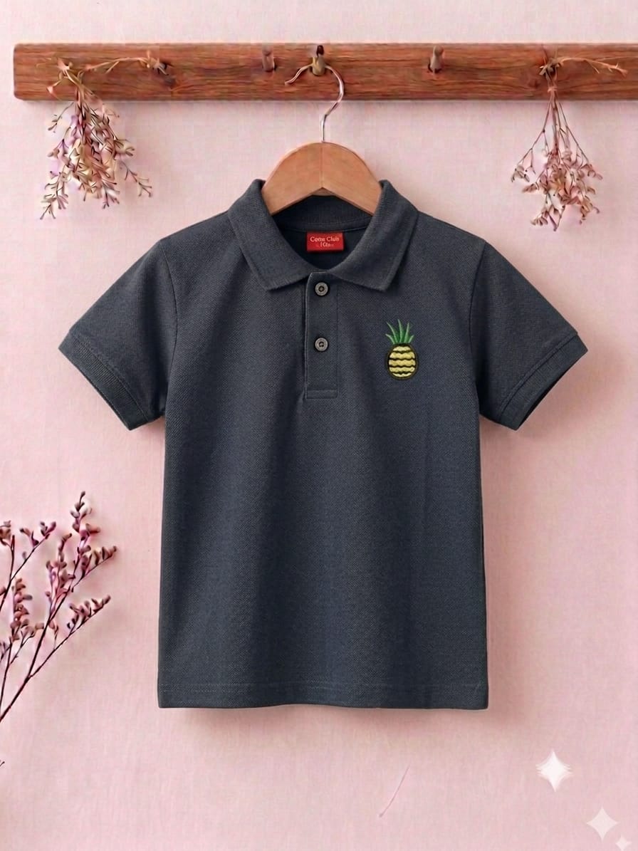 Pineapple Logo Charcoal Collar Polo Boys