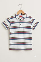 Multi Lines White Stripes Collar T-Shirt Boys