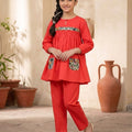 Both Side Pocket Orange 2Pcs Suit-Girls ( R-541 )