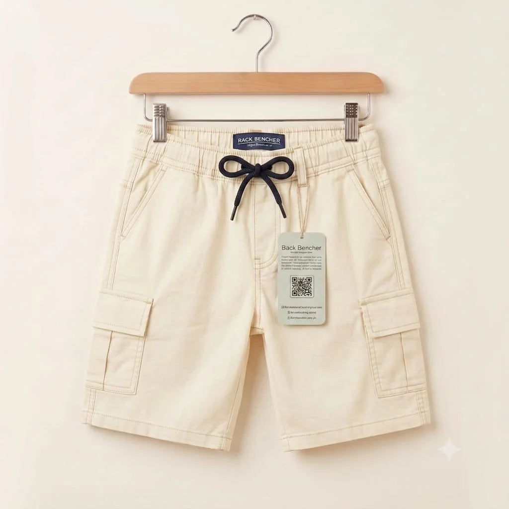 6 Pocket Cream Cotton Shorts Boys