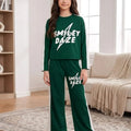 Smiley Daze Dark Green Baggy Trouser Shirt Girls ( R-508 N )