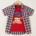 Sun & Surf Red Inner Cream Red Check Double Casual Shirt Boys ( R-293 N )