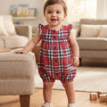 Pink Check Romper ( R-181 N )