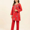 Front Embroidery Red 2 Pcs Suit Girls ( R-164 N )