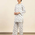 Leaves All Over Print Full Sleeve  White Pair Girls ( R-164N )