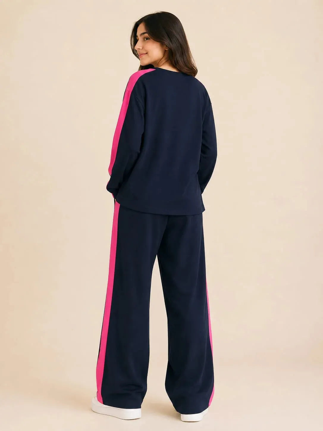 Heart With Bow Navy Baggy Track Suit For Women's