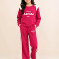 Never Quit Dark Pink Full Sleeve Baggy Track-Suit Girls ( R-485 N)