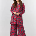 Grey Flower Print Carrot 2Pcs Suit For Women ( R-153 N )