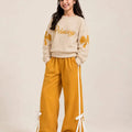 Princess Print Beige & Yellow Track-Suit For Girls