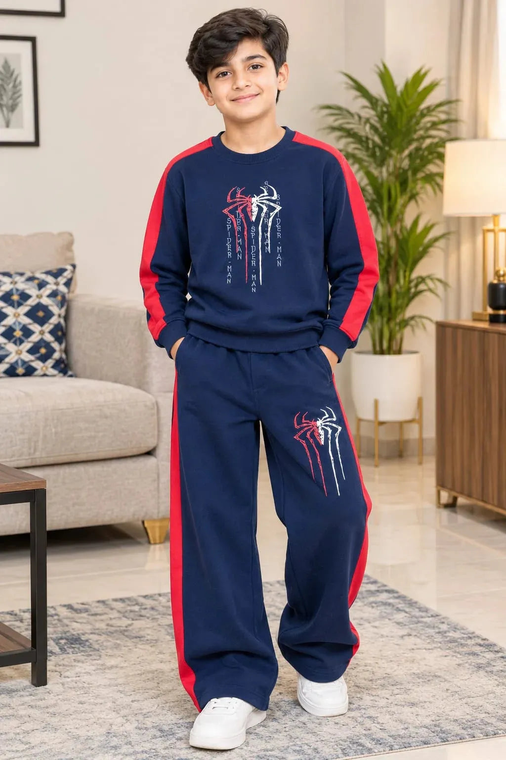 Spider Graphic Navy Blue Co-ord Tracksuit Set R-213